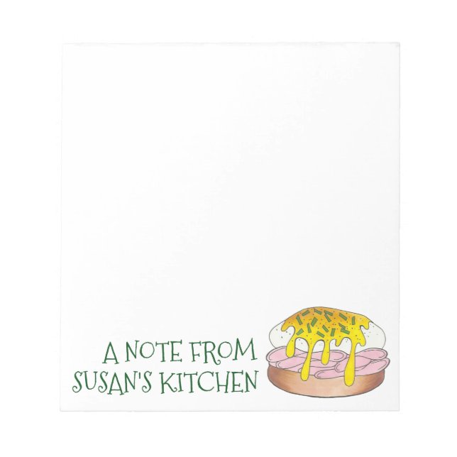 Personalised Eggs Benedict Food Foodie Kitchen Notepad (Front)