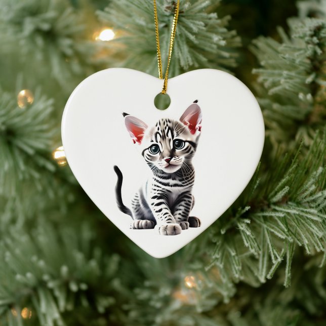 Personalised Egyptian Mau Kitten Ceramic Ornament (Tree)