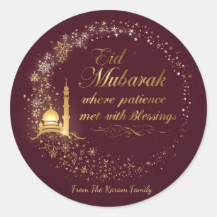 Personalised Eid Mubarak Classic Round Sticker