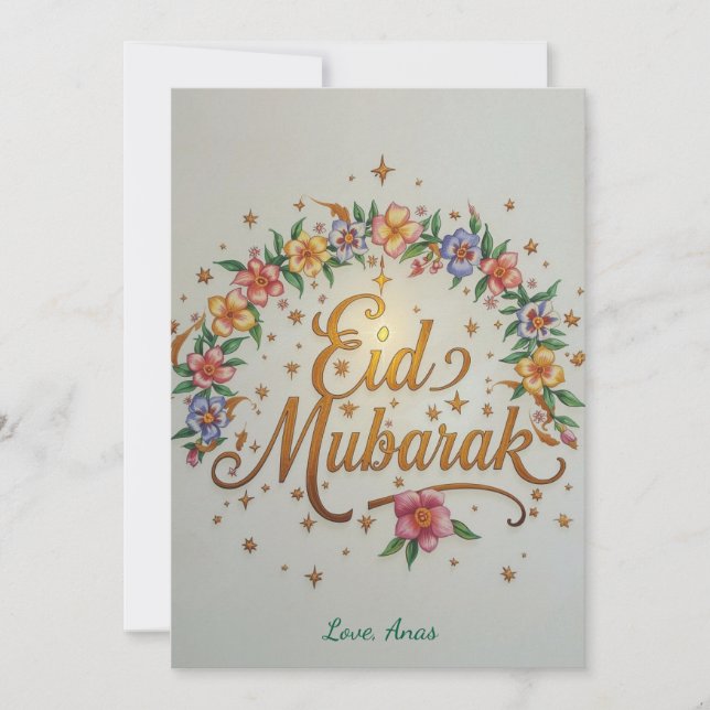 Personalised Eid Mubarak Floral Modern card (Front)