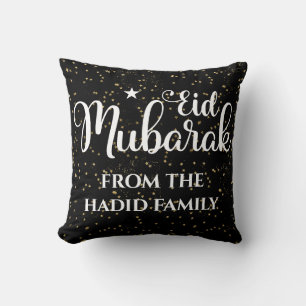 Personalised Eid Mubarak Modern Black Eid Cushion