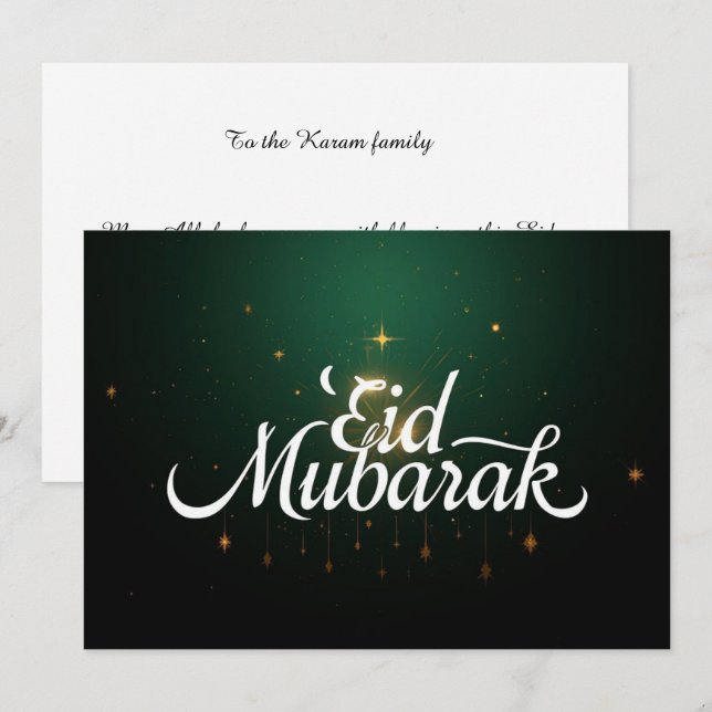 Personalised Eid Mubarak Modern Greeting card (Front/Back)