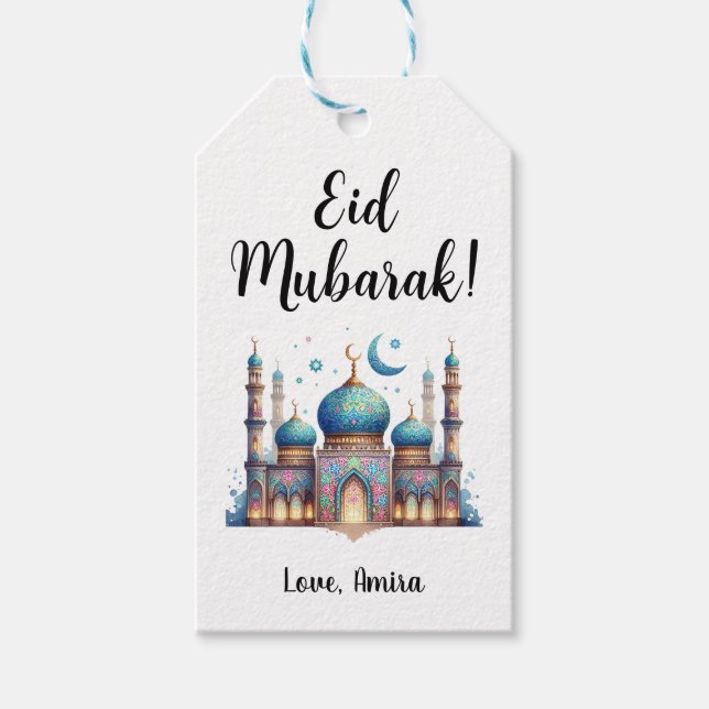 Personalised Eid Mubarak Mosque Gift Tags (Front)