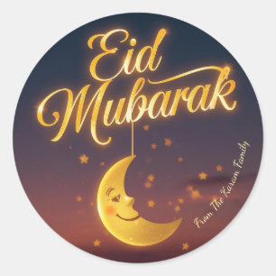 Personalised Eid Mubarak Muslim Classic Round Sticker