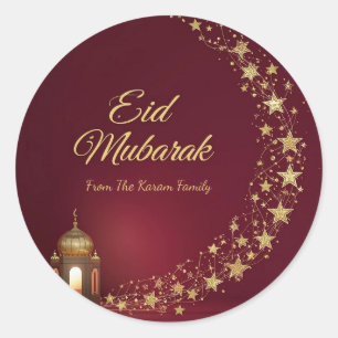 Personalised Eid Mubarak Muslim modern  Classic Round Sticker