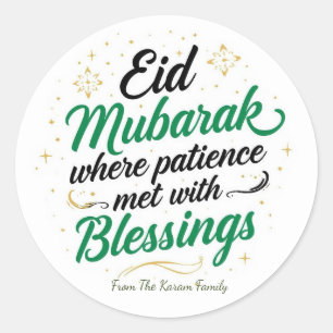 Personalised Eid Mubarak Muslim modern Classic  Round Sticker