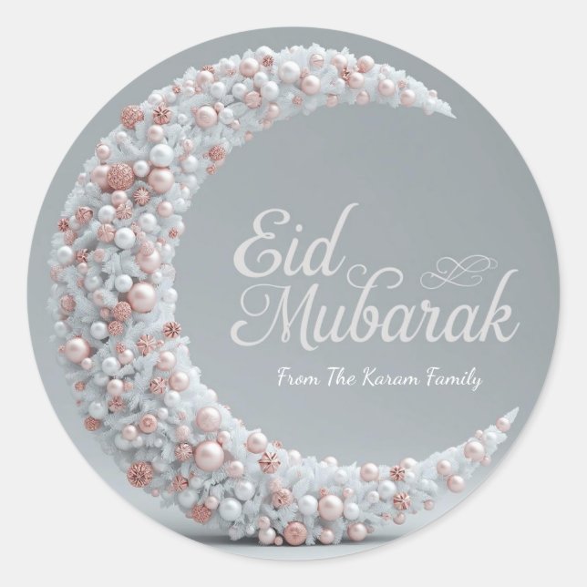 Personalised Eid Mubarak Muslim modern Classic  Round Sticker (Front)