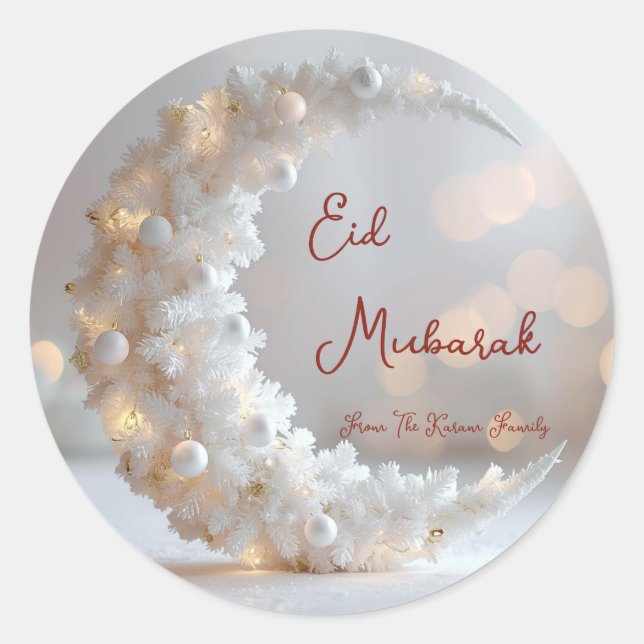 Personalised Eid Mubarak Muslim modern  Classic Round Sticker (Front)