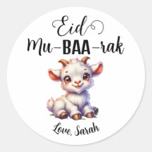 Personalised Eid Mubarak Round Goat Stickers