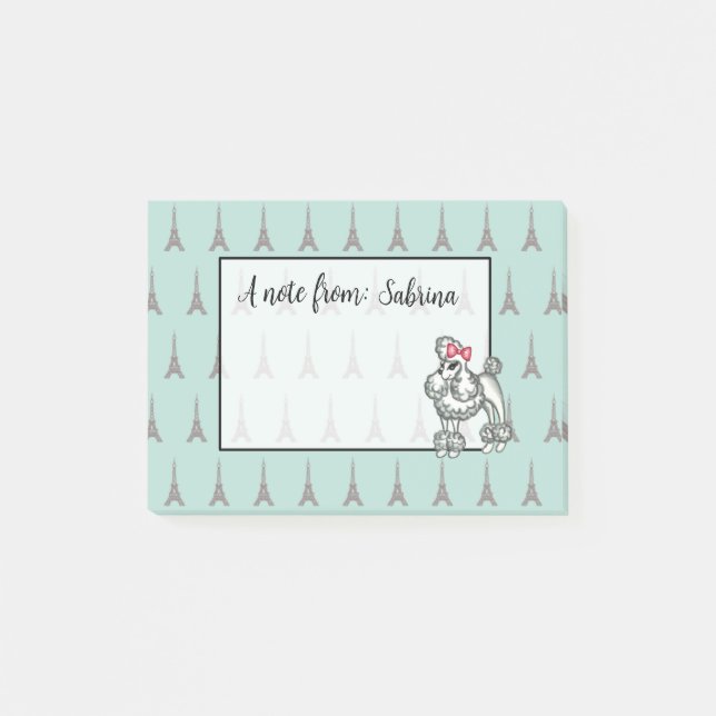 Personalised Eiffel Tower French Poodle Notepad (Front)