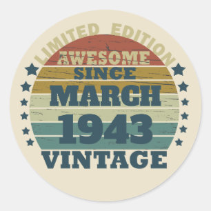 Personalised eighty vintage 80th birthday classic round sticker