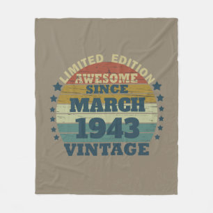 Personalised eighty vintage 80th birthday fleece blanket