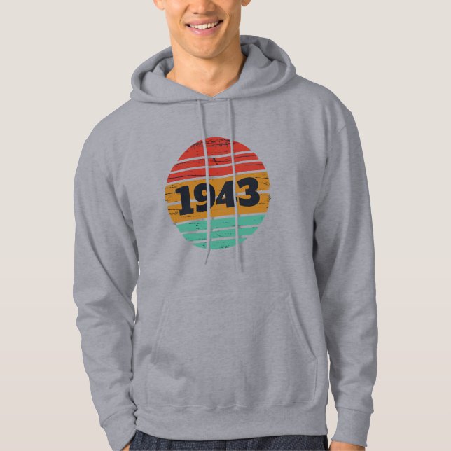 Personalised eighty vintage 80th birthday hoodie (Front)