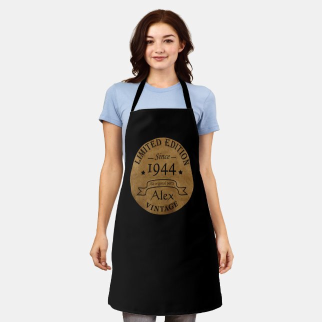Personalised eighty vintage 80th birthday party apron (Worn)