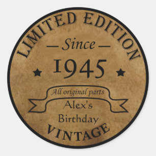 Personalised eighty vintage 80th birthday party classic round sticker