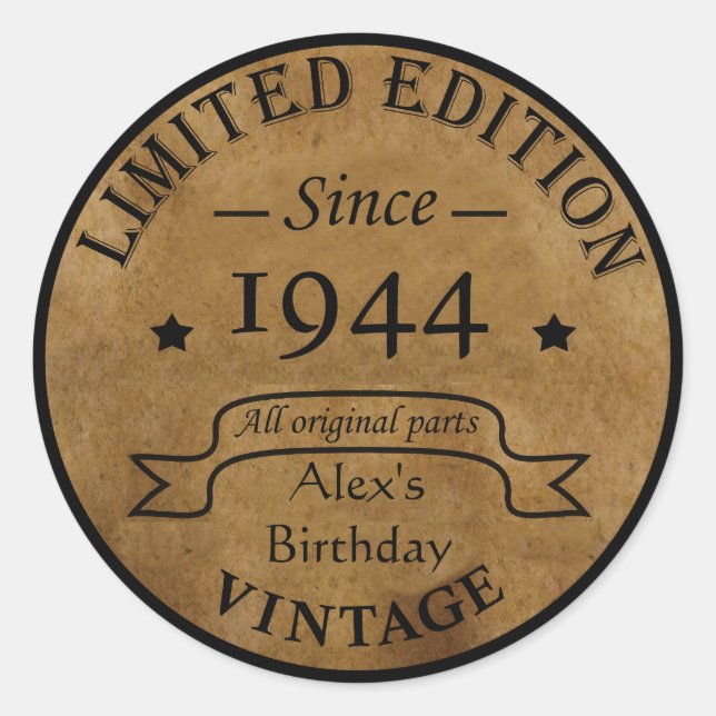Personalised eighty vintage 80th birthday party classic round sticker (Front)