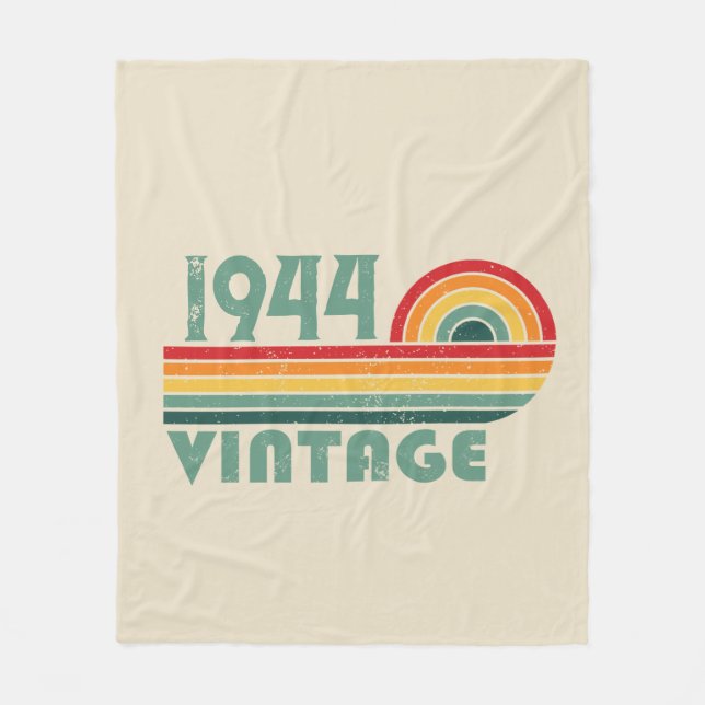 Personalised eighty vintage 80th birthday party fleece blanket (Front)