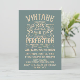 Personalised eighty vintage 80th birthday party invitation