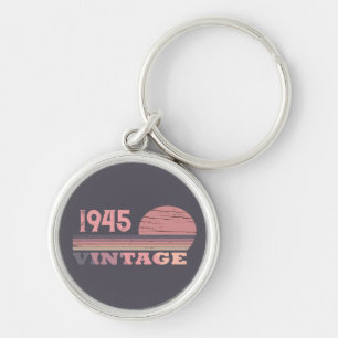 Personalised eighty vintage 80th birthday party key ring