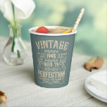 Personalised eighty vintage 80th birthday party paper cups<br><div class="desc">Make your birthday special with this unique design. Add a touch of sophisticated elegance to your birthday celebration with our exquisite, one-of-a-kind designs. These graphics bring sophistication and originality to any product, creating a memorable and stylish gift. They are perfect for those who appreciate a touch of timeless glamour on...</div>