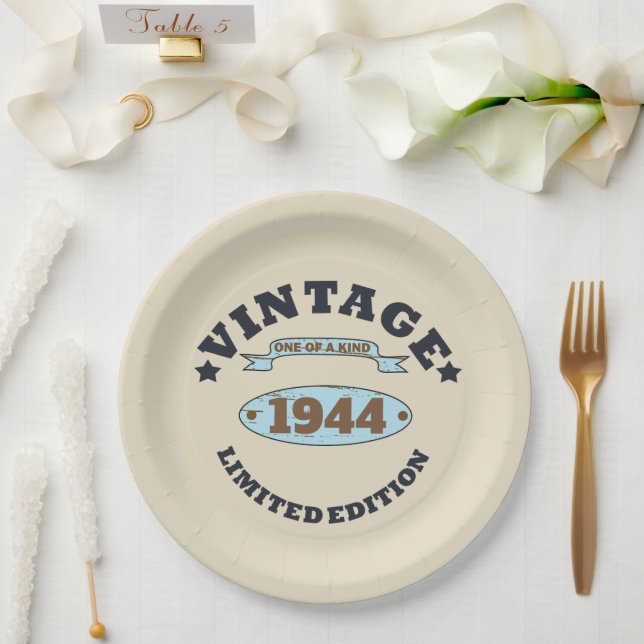 Personalised eighty vintage 80th birthday party paper plate (Wedding)
