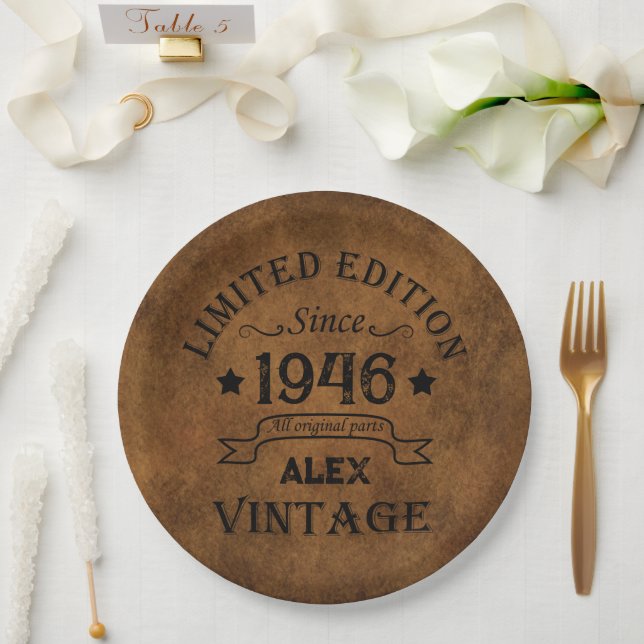 Personalised eighty vintage 80th birthday party paper plate (Wedding)