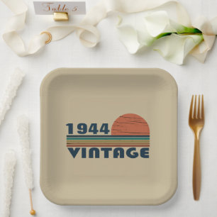 Personalised eighty vintage 80th birthday party paper plate