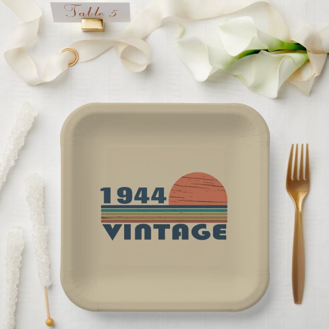 Personalised eighty vintage 80th birthday party paper plate (Wedding)