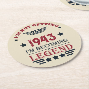 Personalised eighty vintage 80th birthday party round paper coaster