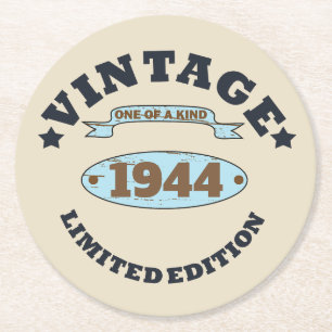 Personalised eighty vintage 80th birthday party round paper coaster