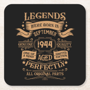 Personalised eighty vintage 80th birthday party square paper coaster