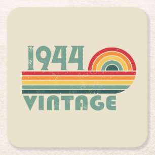 Personalised eighty vintage 80th birthday party square paper coaster