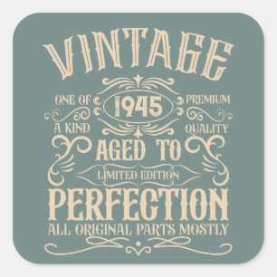 Personalised eighty vintage 80th birthday party square sticker