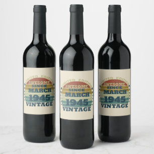 Personalised eighty vintage 80th birthday party wine label