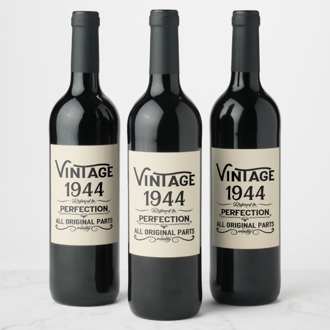 Personalised eighty vintage 80th birthday party wine label (Bottles)