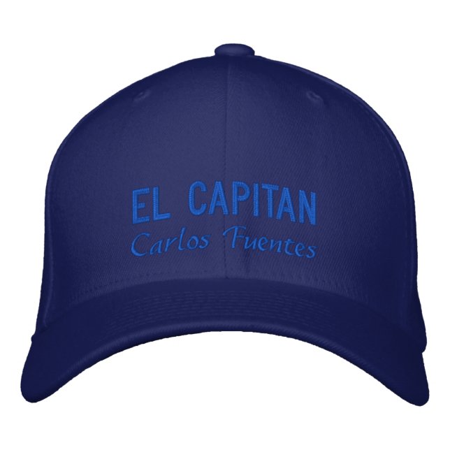 Personalised El Capitan Spanish Blue Fishing Embroidered Hat (Front)