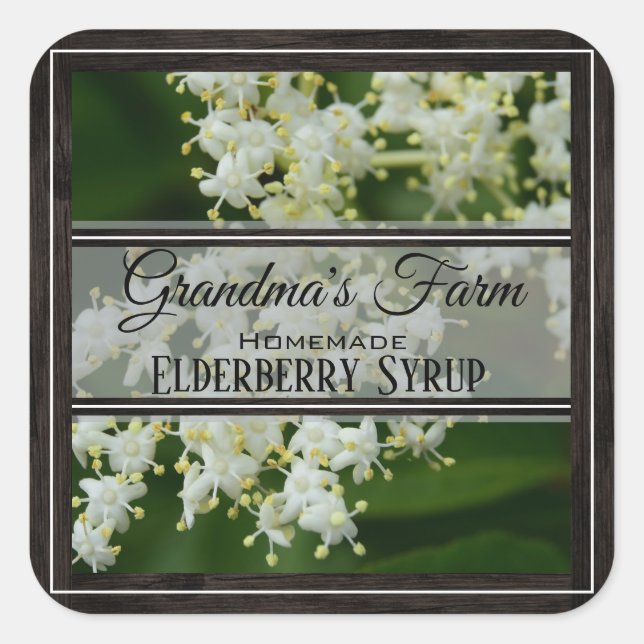 Personalised Elderberry Square Sticker (Front)