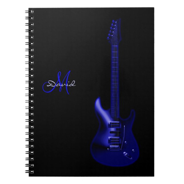 Personalised Electric Blue Guitar Music Notebook (Front)