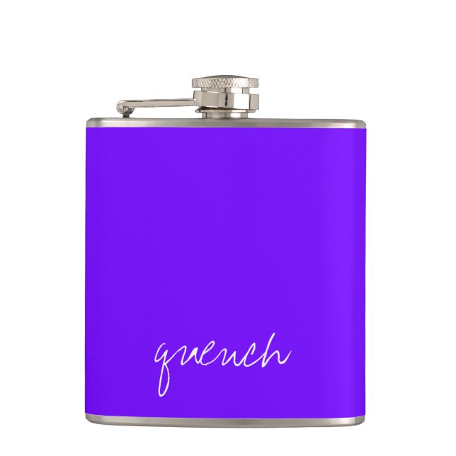 Personalised Electric Indigo Blue Hip Flask (Front)