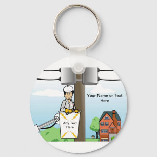 Personalised Electric Lineman - Male Cartoon Two-T Key Ring