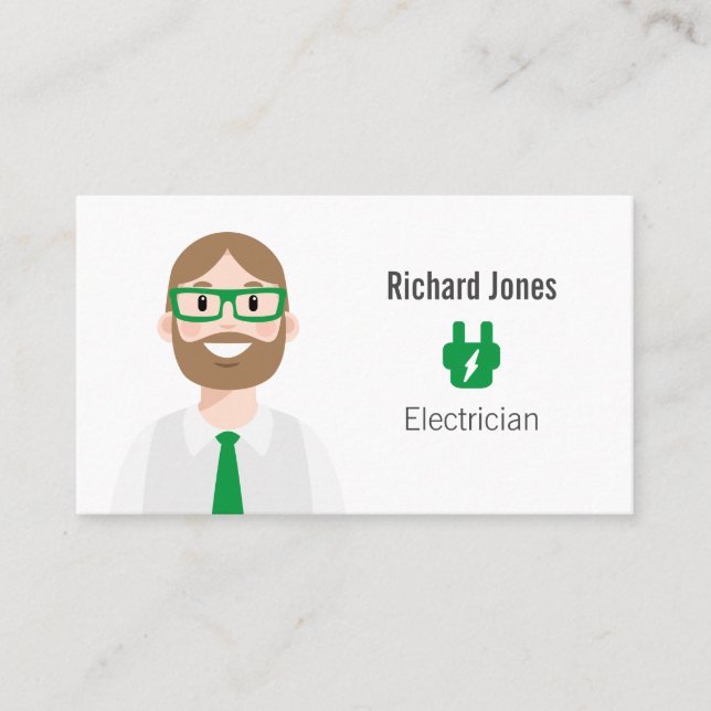 Personalised Electrician Avatar Business Card (Front)