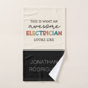 Personalised Electrician Funny Gifts Hand Towel