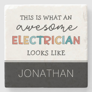 Personalised Electrician Funny Gifts Stone Coaster