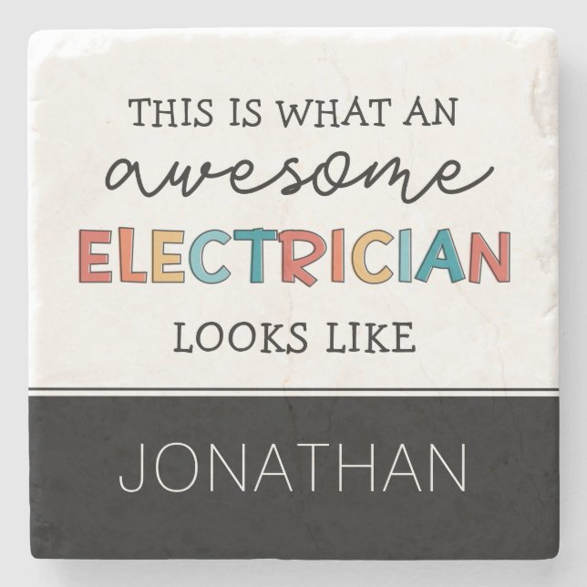 Personalised Electrician Funny Gifts Stone Coaster (Front)