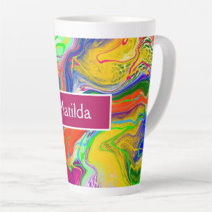 Personalised Electricity Marble Fluid Art   Latte Mug
