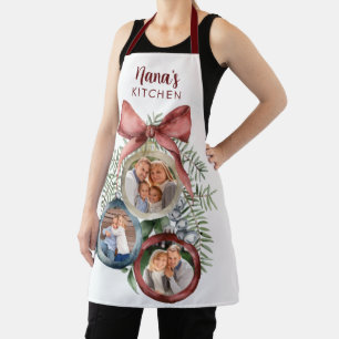 Personalised Elegant 3 Photo Christmas Ornaments Apron