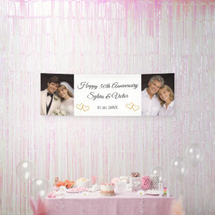 Personalised Elegant 50th Anniversary Party Photo Banner