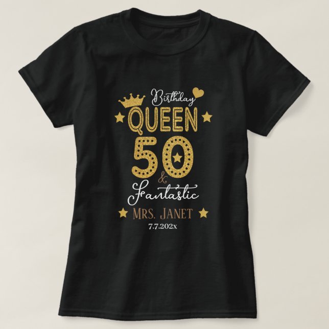 Personalised Elegant 50th Birthday Queen Womens  T-Shirt (Design Front)