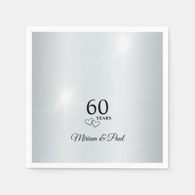 Personalised Elegant 60th Anniversary Party Napkin (Front)