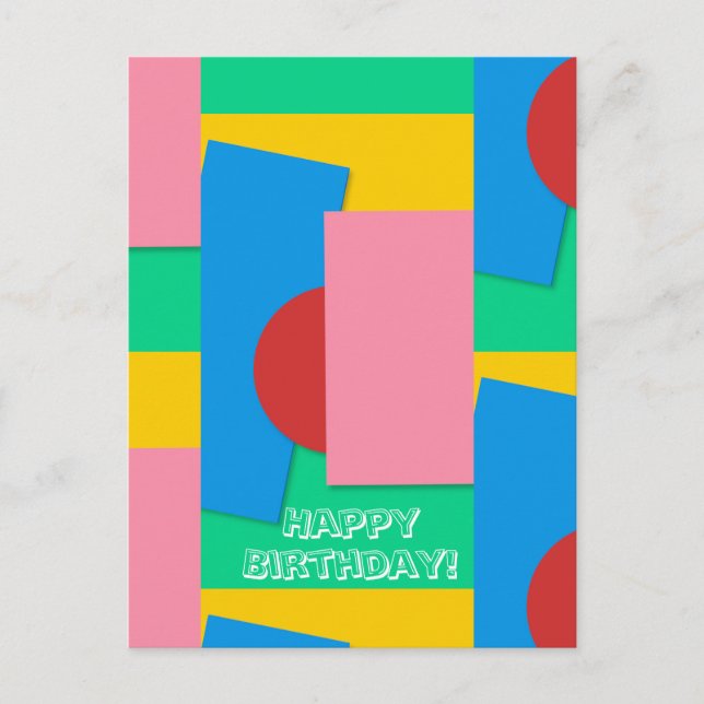 Personalised Elegant Abstract Colour Art Birthday Postcard (Front)